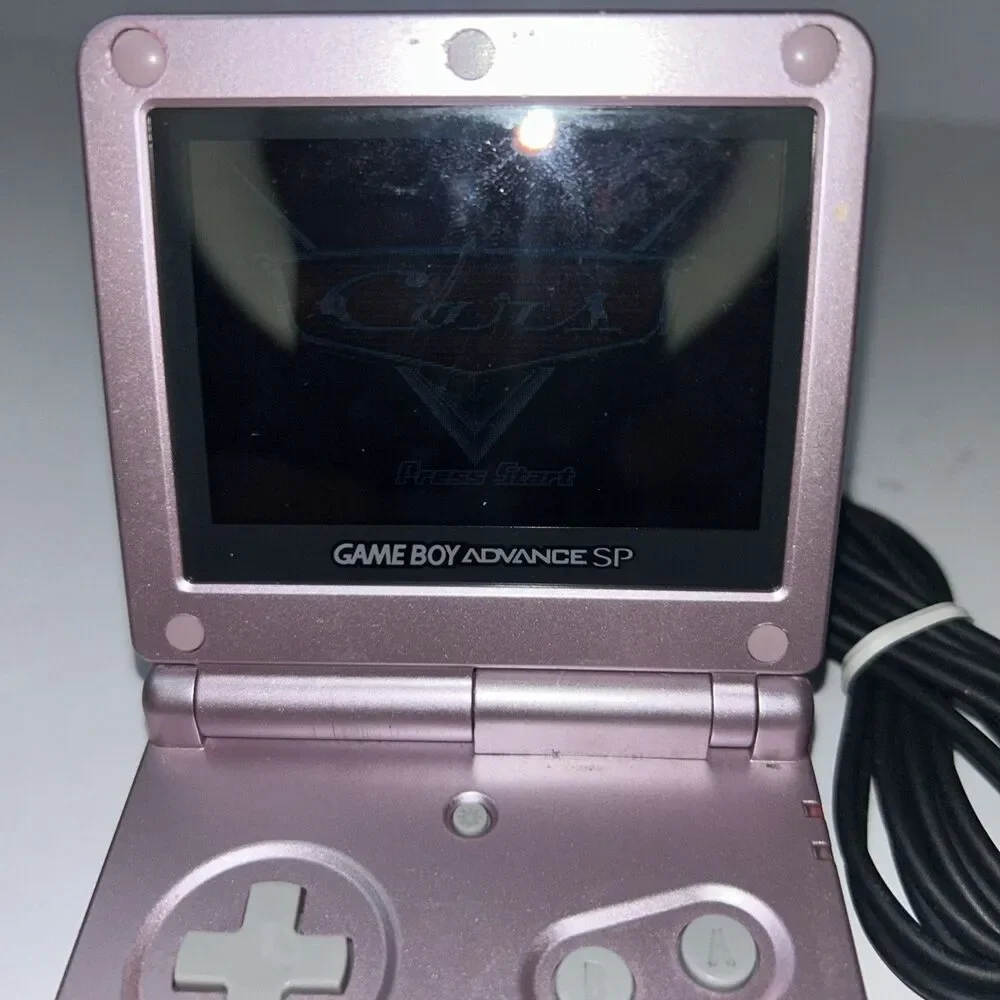 Nintendo Game Boy Advance SP Pearl Pink AGS-101 Backlit Console Bundle